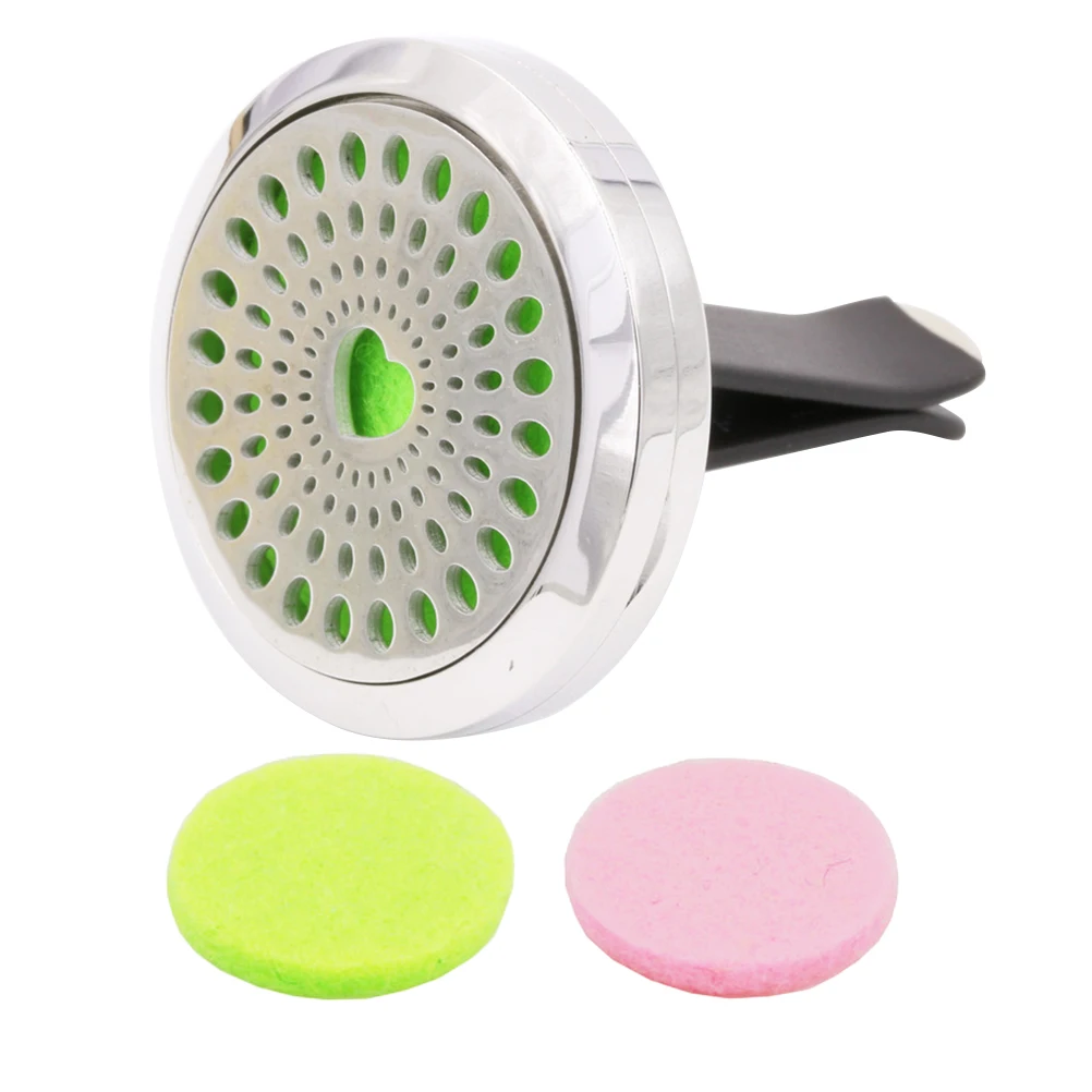 

Perfume Diffuser Clip Essential Oil Air Freshener Heart Shaped Aromatherapy Locket Car Decoration Mini Vent Diffuser Round