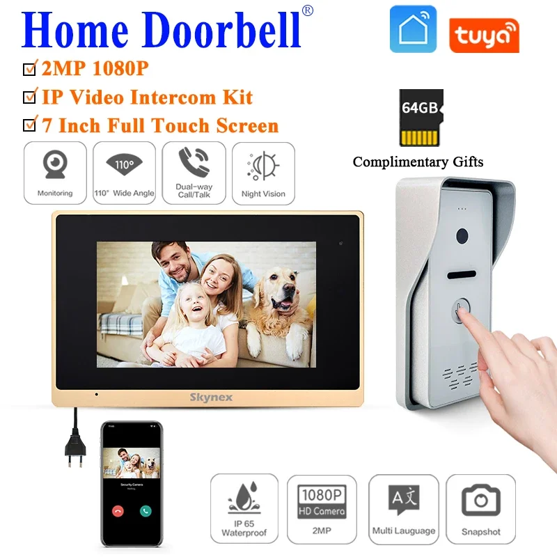 

IP Based Tuya Wifi 2 wire 4 wire Best quality Smart Intercom-1-button SlP Video Door Phone Instant Alerts