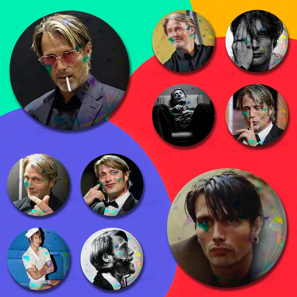 For Mads Mikkelsen Hannibal Actor Badge Cover Custom Button 25mm 58mm Pin Insignia Emblem Round Laser Film