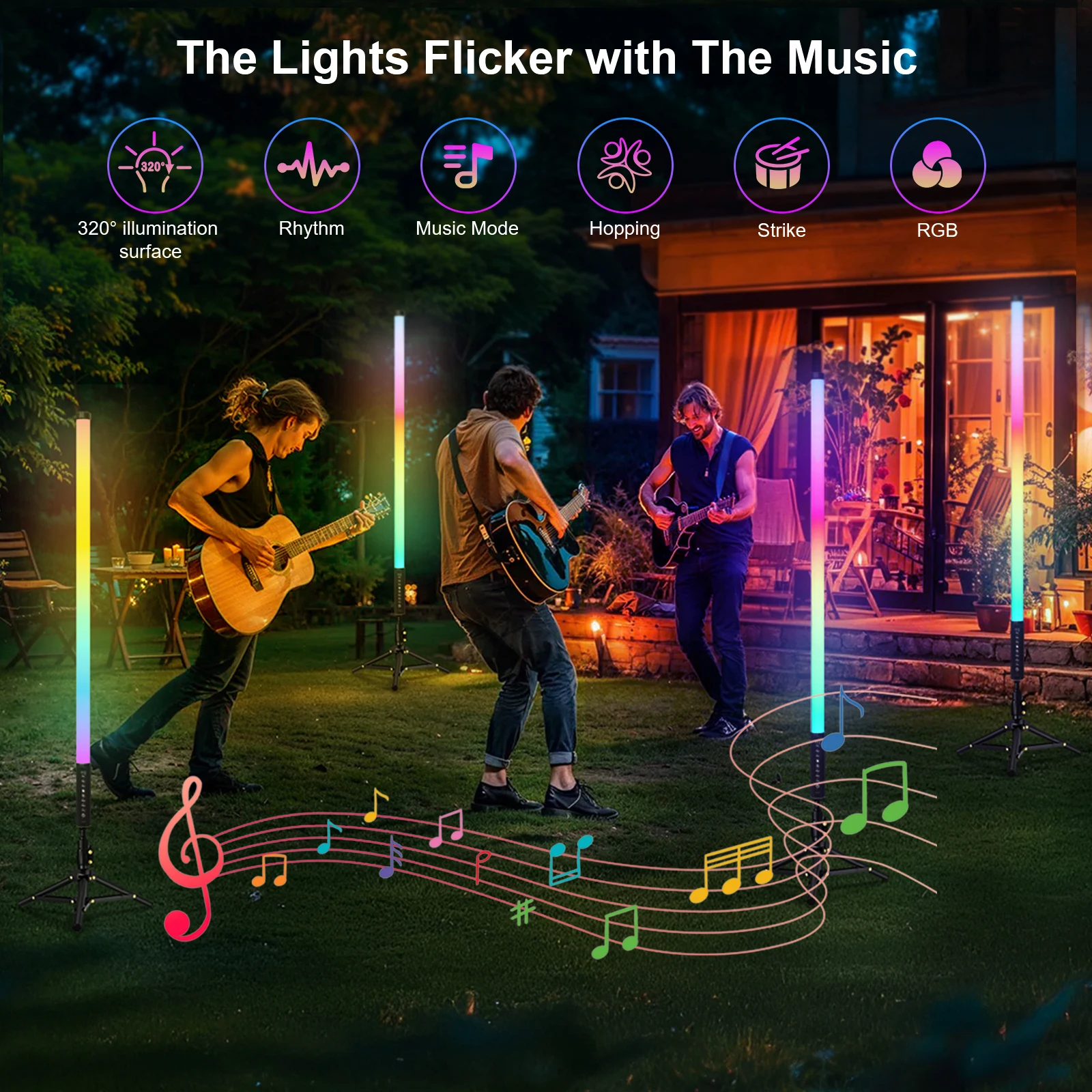 LUXCEO 90cm LED RGB Mood Light Tripod Set Background Lamp Stick Atmosphere Light Tube Romantic Lighting for Music Bar/Party/Room