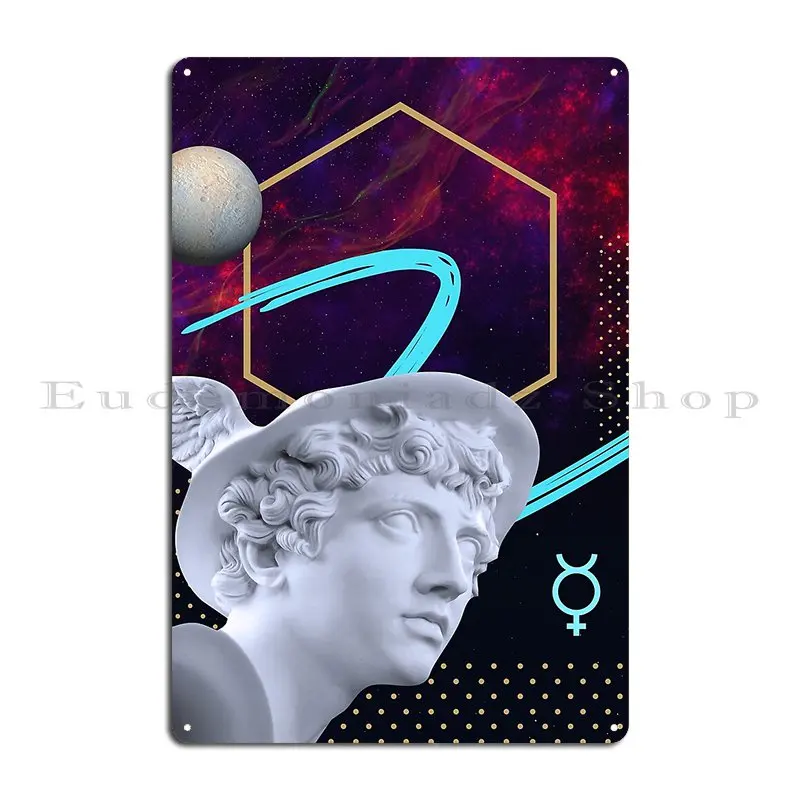 Ancient Gods And Planets Mercury Gr Hermes Synthwave Vaporwave Retrowave Cyberpunk Metal Sign Poster Customize Garage