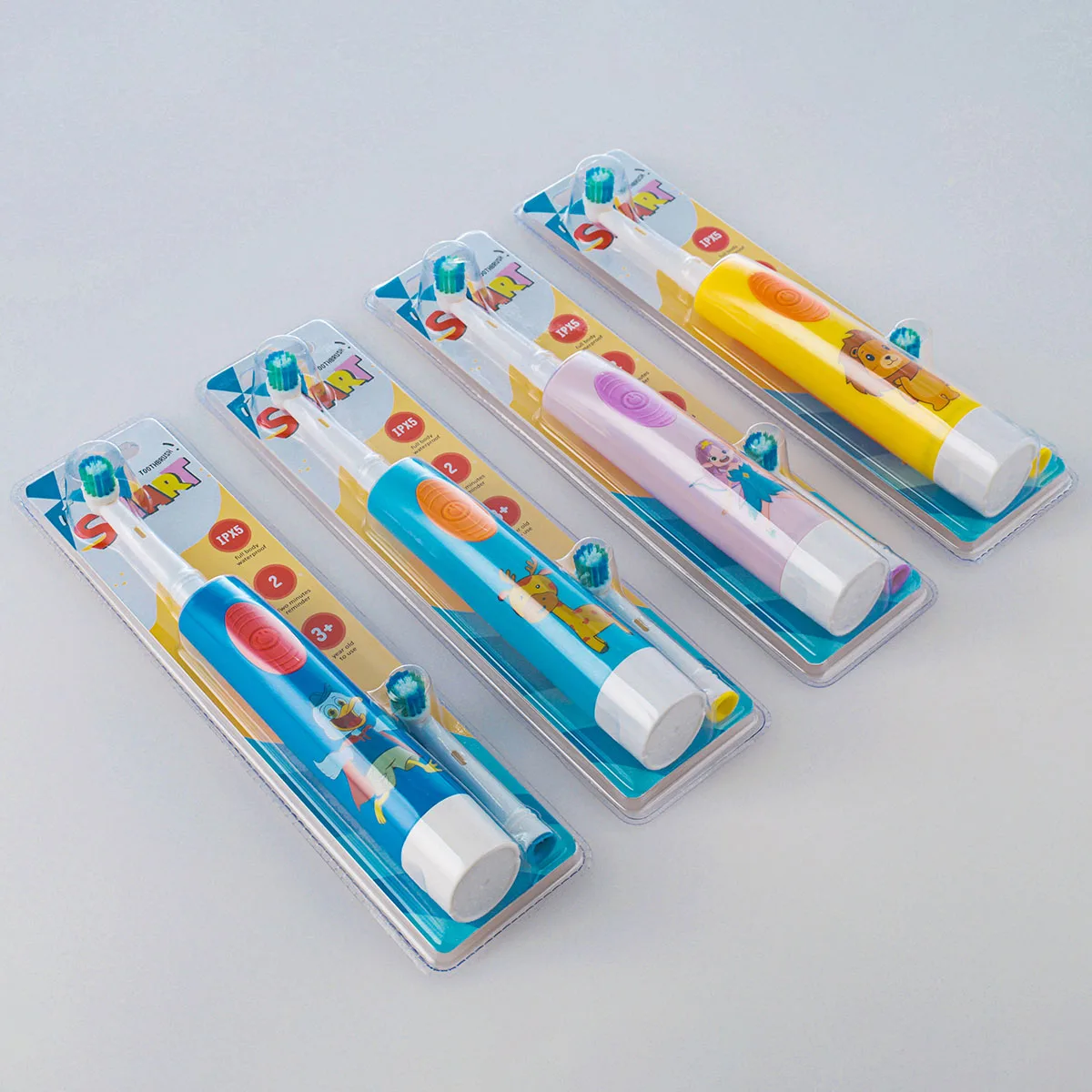 Children's electric toothbrush, round toe, rotating cartoon pattern, battery model, children's 3-9 years old, soft bristles