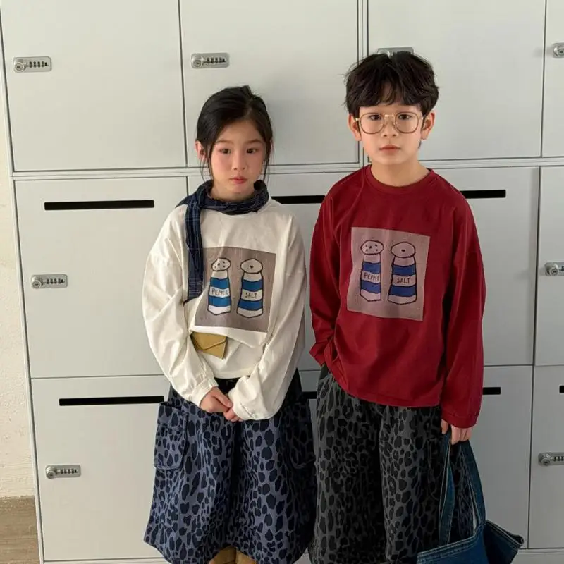 

2026 Spring New Children Long Sleeve T Shirts Cotton Girls Cartoon Print Pullover Boys Casual Loose Bottoming Tops Kids Clothes
