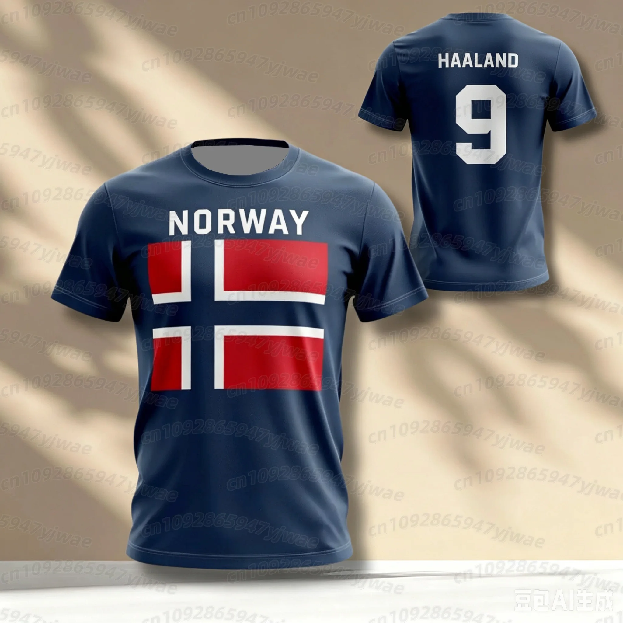 26 NORWAY FLAGJ Jersey T-Shirt Haaland NO.9 Damen-T-Shirt mit V-Ausschnitt Mexiko Fußball-Fans T-Shirt Herren Damen Schnelltrocknendes T-Shirt – Detail 7