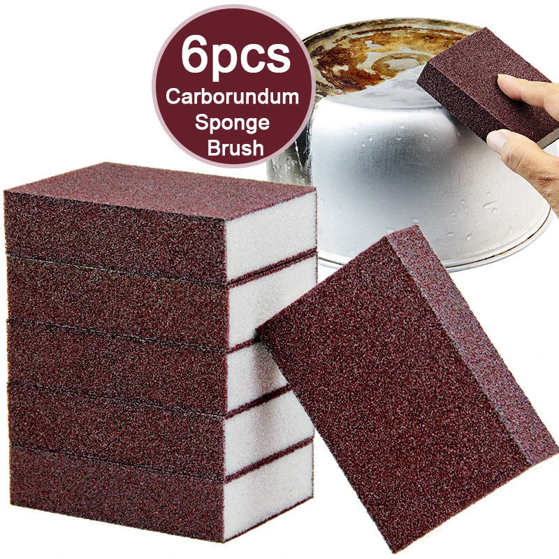 1/3/6 pçs esponja mágica borracha carborundum remoção de ferrugem escova de limpeza descalcificação esfregar limpo para cooktop pote cozinha esponja