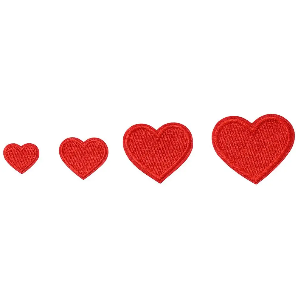 40 PCS Heart Shape heart patches Black Mini Heart embroidered sew on patches heart Red 4 Sizes applique decoration Backpacks