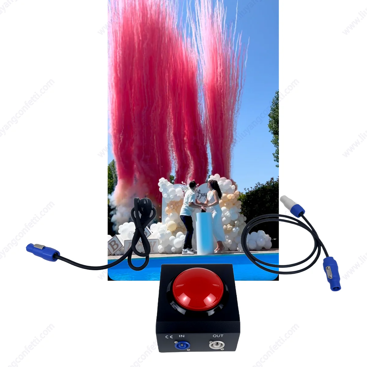 

Red Push Button Manual Control Press Type Stage Effect Machine Controller Blue Socket Fire CO2 Smoke Machine Jet Gender Reveal