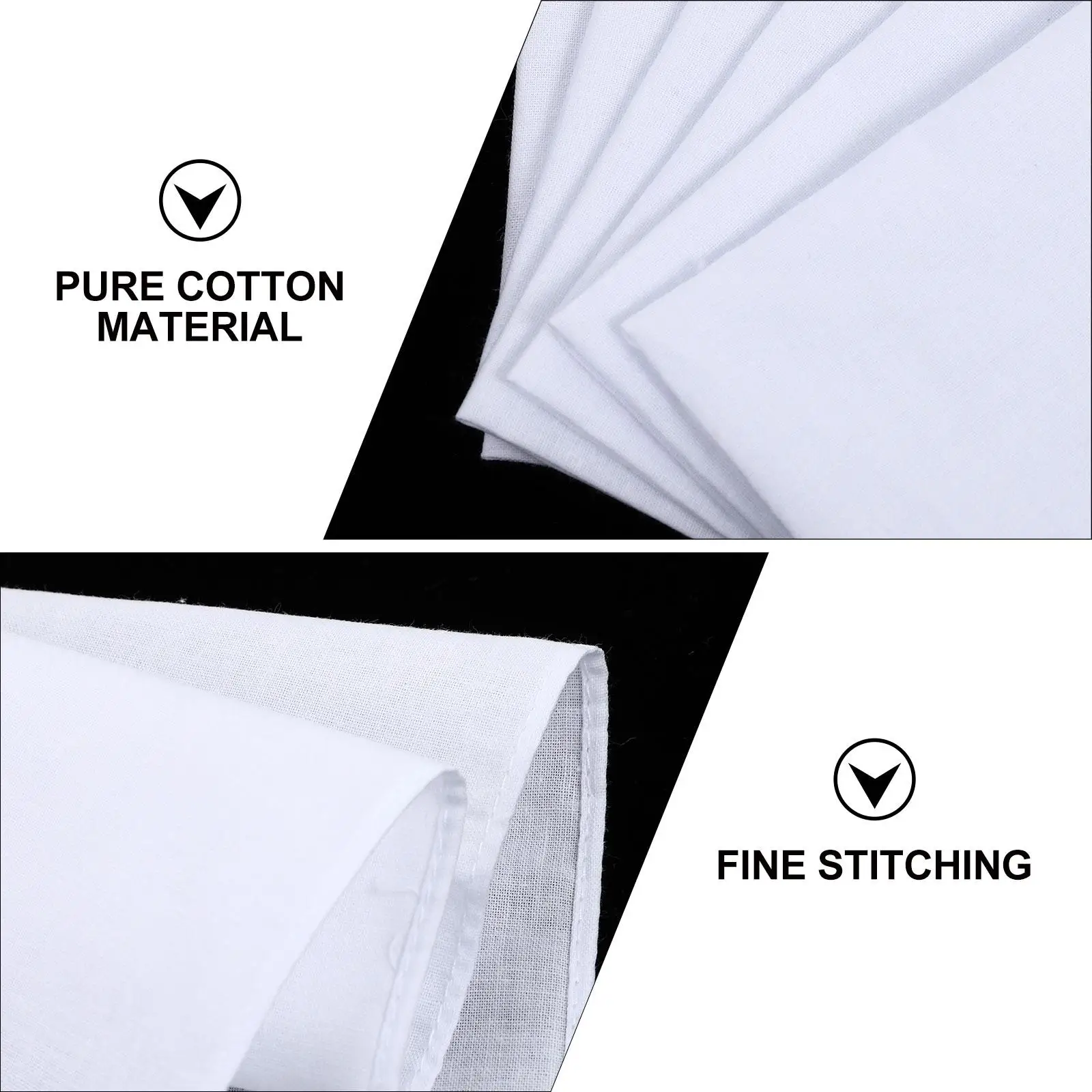 12 Pcs Cotton Handkerchiefs Pure White Square Towels Lightweight Durable Absorbent Compact Fashion DIY Embroidery Gifts