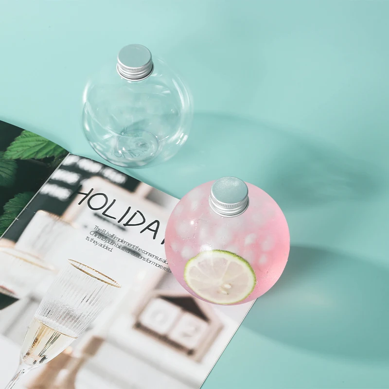

10pcs 480ml round ball transparent packaging cold drink juice bottles birthday party milk tea bubble tea ice coffee cup with lid