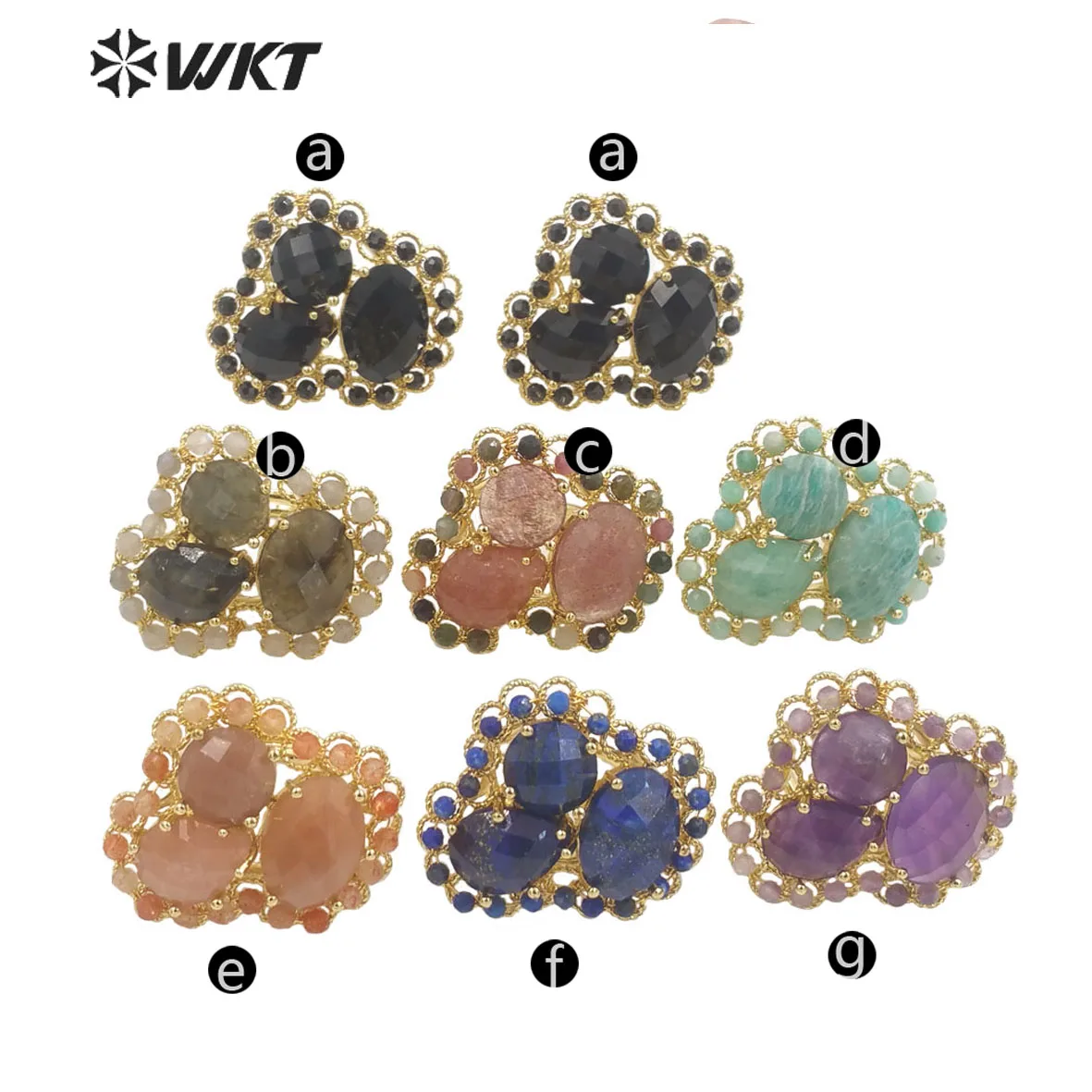 WT-R452 WKT 2023 Design style natural gemstone special shapes for girl party ring women hip-hop party accessory jewelry ring
