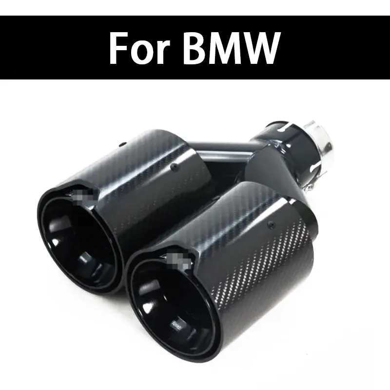

1pcs For BMW Series Double-Out Muffler Tip Black Stainless Universal M Performance Carbon Fiber Exhaust Tips End Pipes