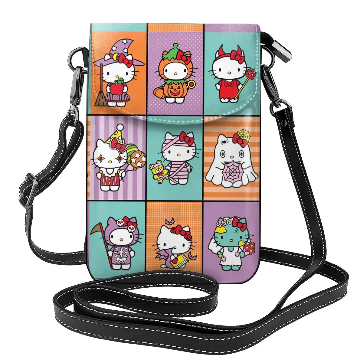 Hello Kitty Halloween Fan Art Shoulder Bag Cute Cat Animal Reusable Leather Business Women Bags Woman Bulk Purse