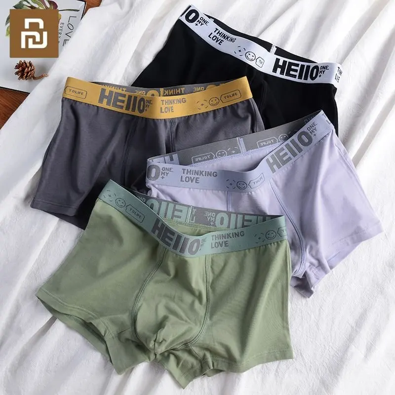 Youpin 3pcs Mens Underwear Men Cotton Underpants Male Pure Men Panties Shorts Underwear Soft Comfortable Breathable Size 2XL-7XL