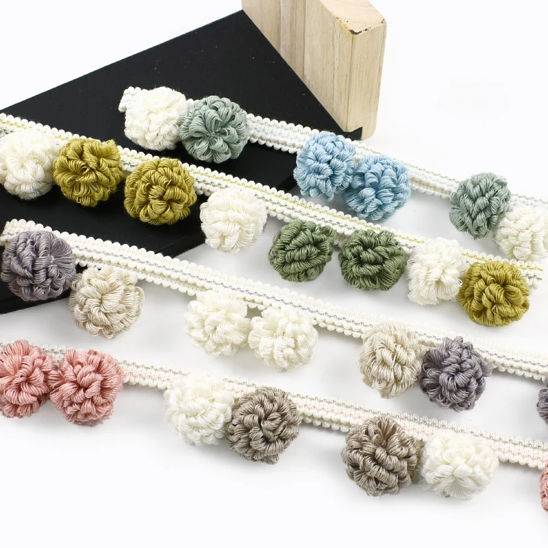 1-4Meters Color Ball Tassel Tr - Beaded Trim Fringe 评论和价格