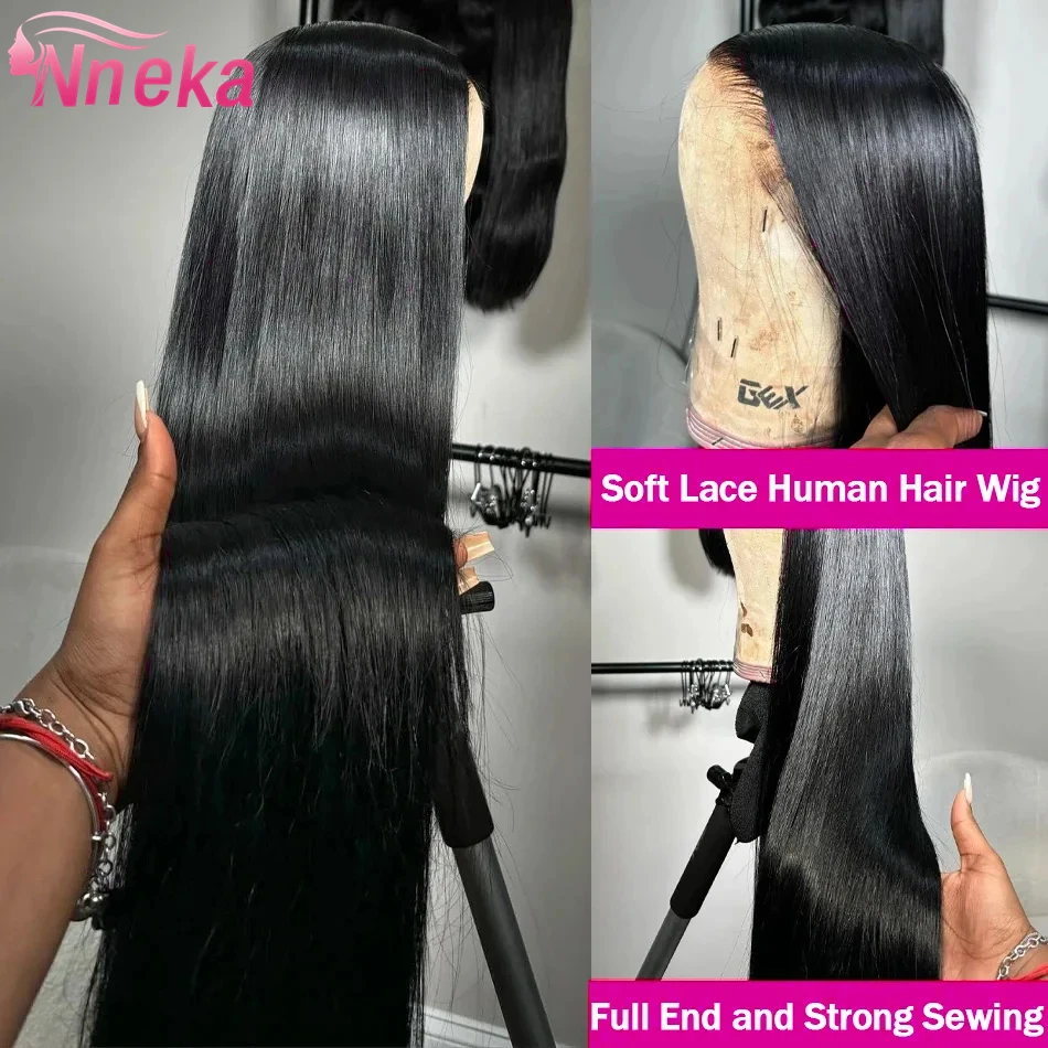 Bone Straight Glueless Wigs Human Hair 200% 4x4 5x5 Closure Ready To Wear 13x4 13x6 HD Lace Frontal Black Wig 40 Inch Brazilian
