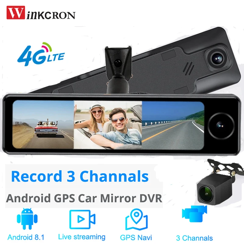 3 Kamera 4G Auto Rückspiegel 10,8 "IPS DVR Kamera WIFI ADAS Android 8,1 GPS Navigation Auto Dash Cam