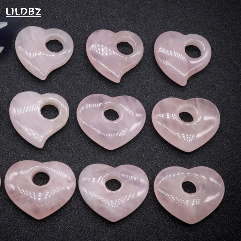 Natural Stone Pink Crystal Pendant Rose Quartz Heart Shape Charms for Jewelry Making DIY Necklace Crystal Pendants Accessories