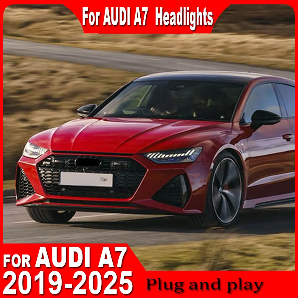 Car LED Headlight For Audi A7 2019 2020 2021 2022 2023 2024 2025 2026 A7L Modified Front LED DRL Headlamp Assembly Plug And Play