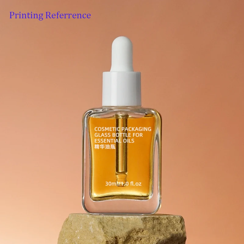 30ML Clear/Purple Glass Dropper Bottle Oblate Square Aromatherapy Liquid Essence Massage Oils Serum Pipette Refill Skincare