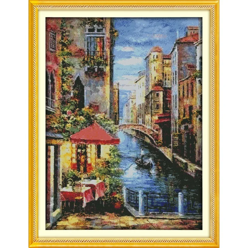 

Joy Sunday New Stamped Cross Stitch Ki,11CT/14CT/16CTDIY Easy Pattern Aida Fabric Embroidery Set- Venetian Scene