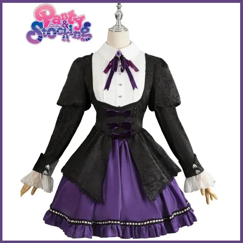 Sn66 anime calcinha e meia com cinto de liga · anarquia cosplay traje peruca roxo vestido de noite lolita mulher adorável pw &