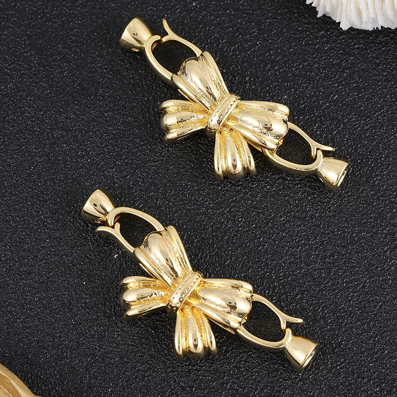 Juya Luxury Enamel Bidirectional Connectors Clasp Bow Gold Plated Clasps Accessories Dripping Oil Clasps For Jewelry Fit Making