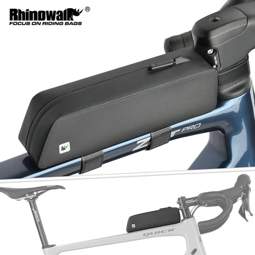 Rhinowalk-bolsa para tubo superior de bicicleta, resistente al agua, con perno montado y correa, aerodinámica, baja arrastre, para triatlón, grava, bicicleta de montaña y carretera