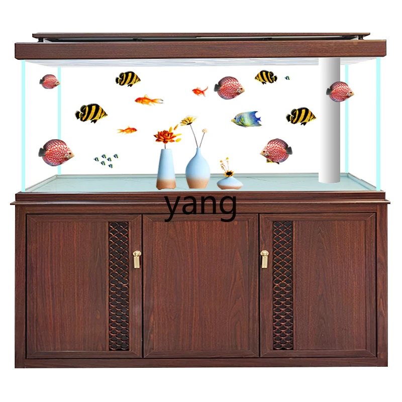 Lh large ultra-white fish tank living room Chinese aquarium living room screen ecological fish tank 5