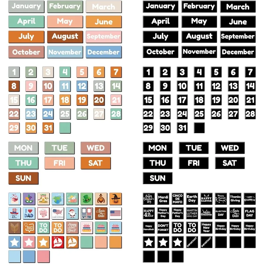 DoubleSided Magnetic Calendar Numbers Month Week and Holiday Labels Dates Indicators Sets for Whiteboard and Refrigerator Class
