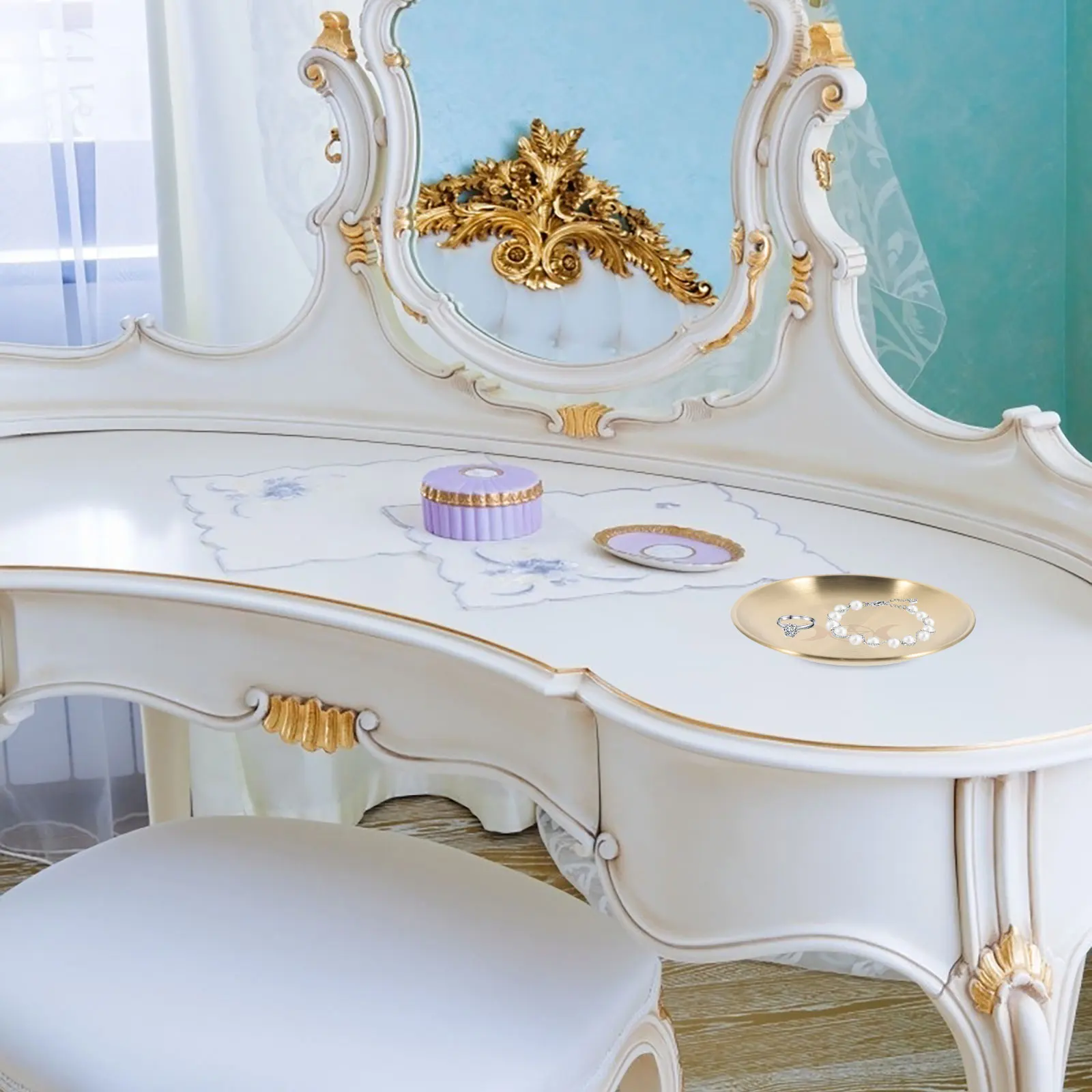 

Elegant Metal Altar Witch Ritual Decorative Trinket Tray Jewelry Dish For Home Office Ceremonies Small Ring Dish Holder