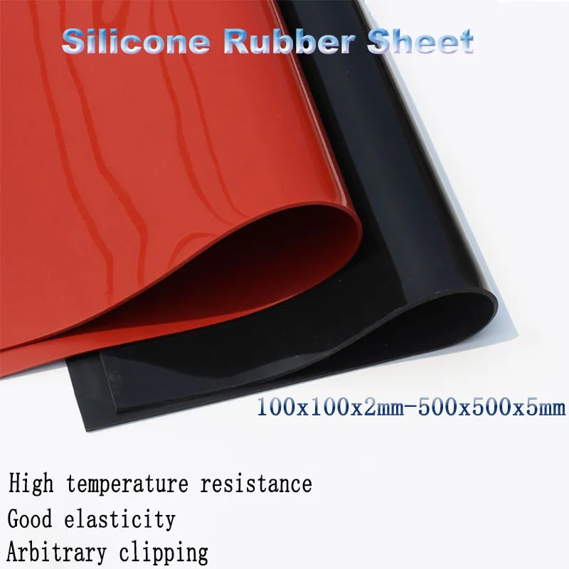 

1 PC 1mm-5mm Red/Black Silicone Rubber Sheet 500X500mm , Heat-Resistant Household Industry Silicone Pad