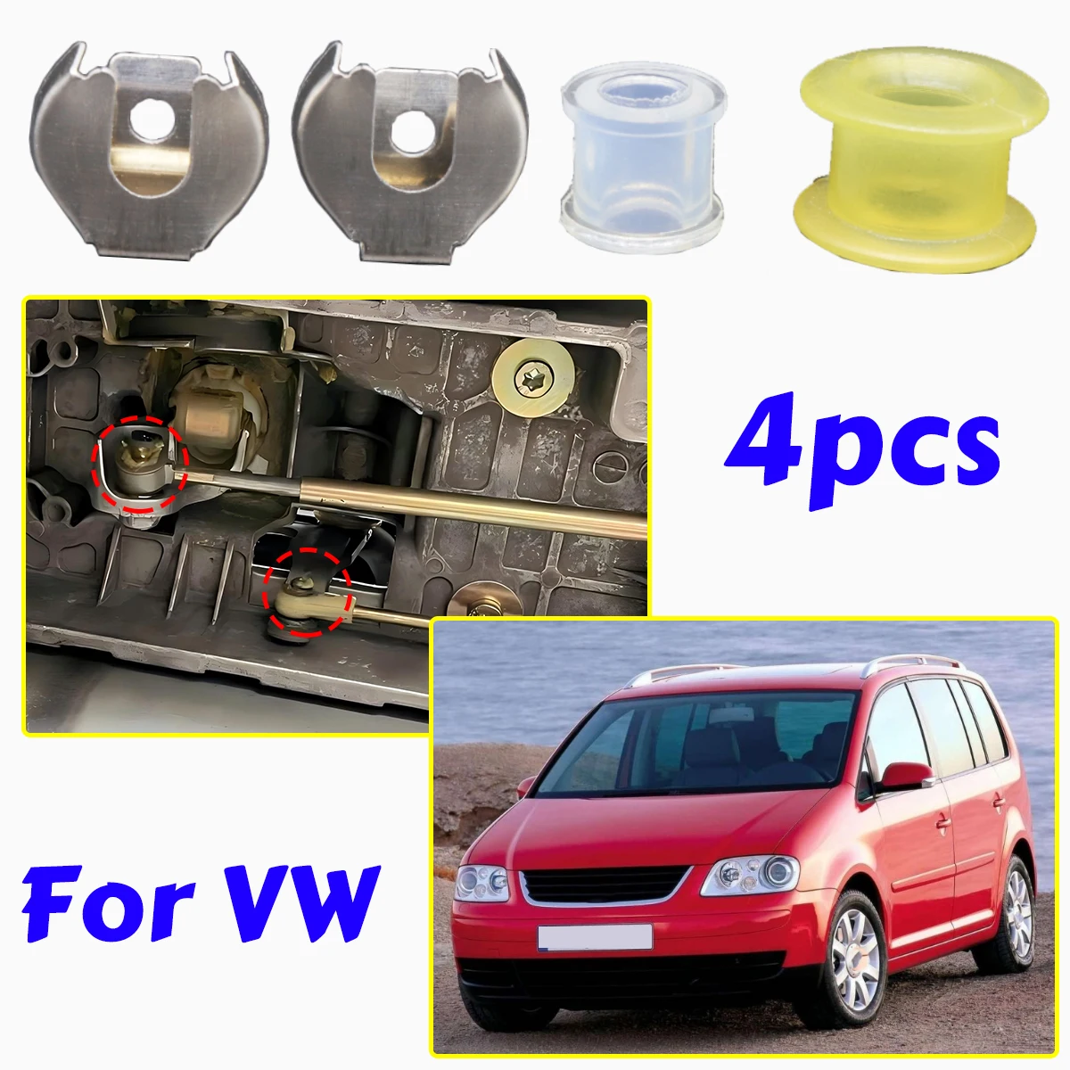 

4pcs for VW Golf MK3 4 5 6 Plus Caddy Beetle Lupo Jetta Cable Gearbox Control Bushing Lock Washer Shift Selector Lever Linkage