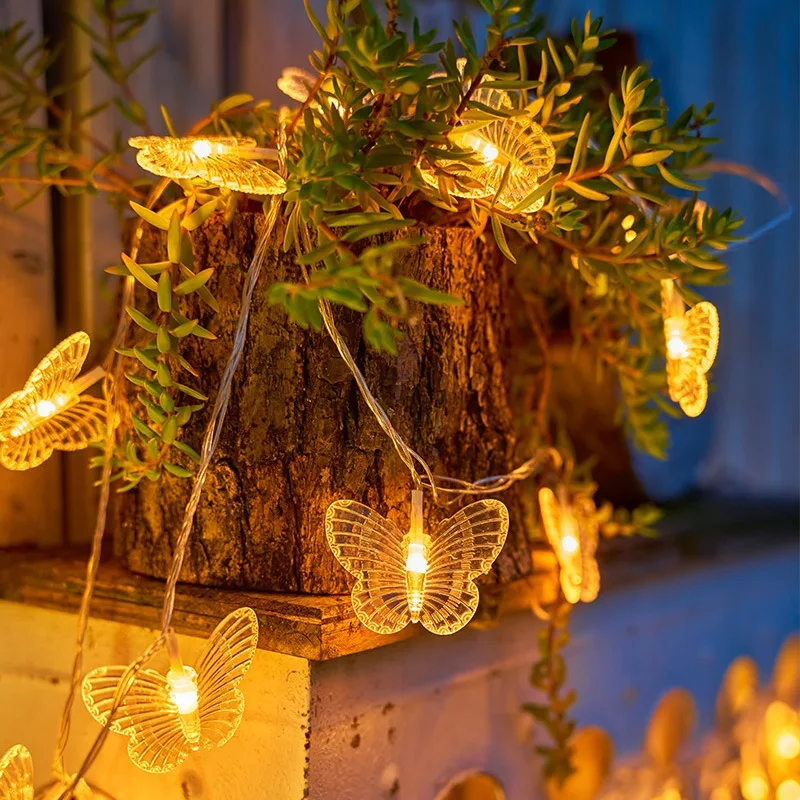 Butterfly LED String Lights, Warm White Transparent Butterfly Fairy Lights Battery Powered  Lights for Bedroom Window Wedding