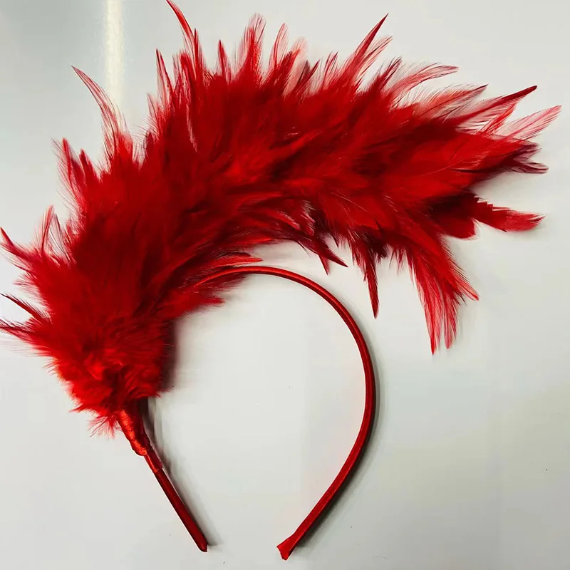 Vintage Colorful Feather Fascinator Headband Women Headpiece Wedding Headwear Party Headdress Halloween Hair Accessories