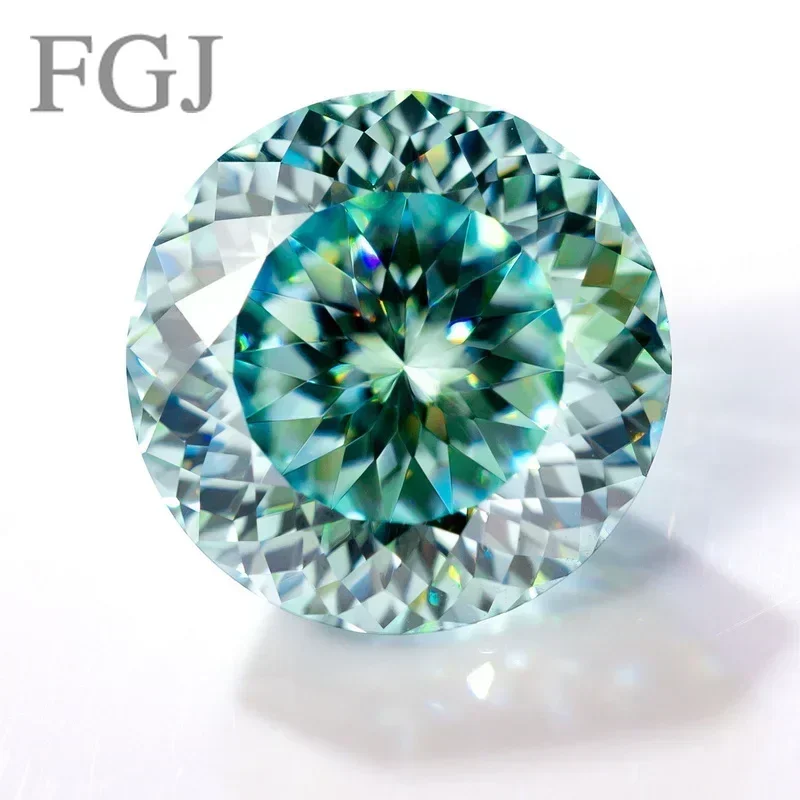 New 0.5-6ct Aqua Blue Losse Moissanite Stone Portuguese Cut Round VVS1 Test Positive For Making Earring/Rings/Necklace/Pendent