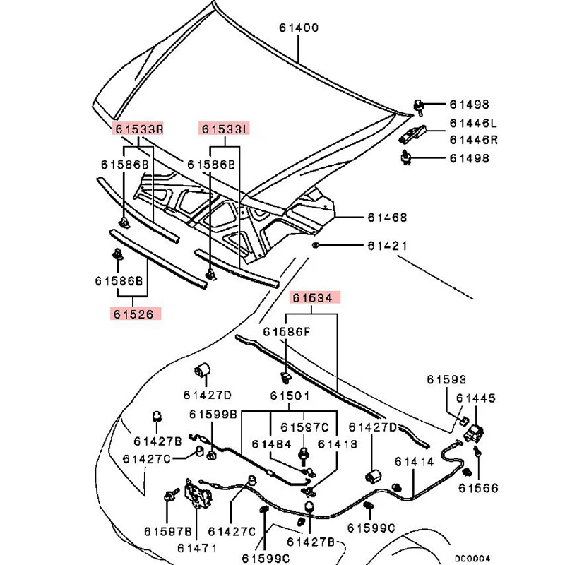 Hood Weatherstrip For Mitsubishi Montero Pajero 3 MK3 V73 V75 V77 V78 2000-2006 Bonnet Rubber Sealing Strip