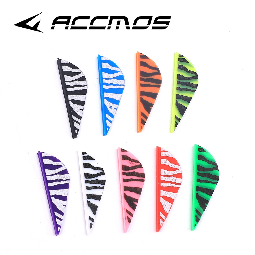 50pcs 2 Inches Archery Tiger Stripe TPU Plastic Vane for Carbon Fiberglass Aluminum Arrow Accessories Hunting Shoot Archery Bow