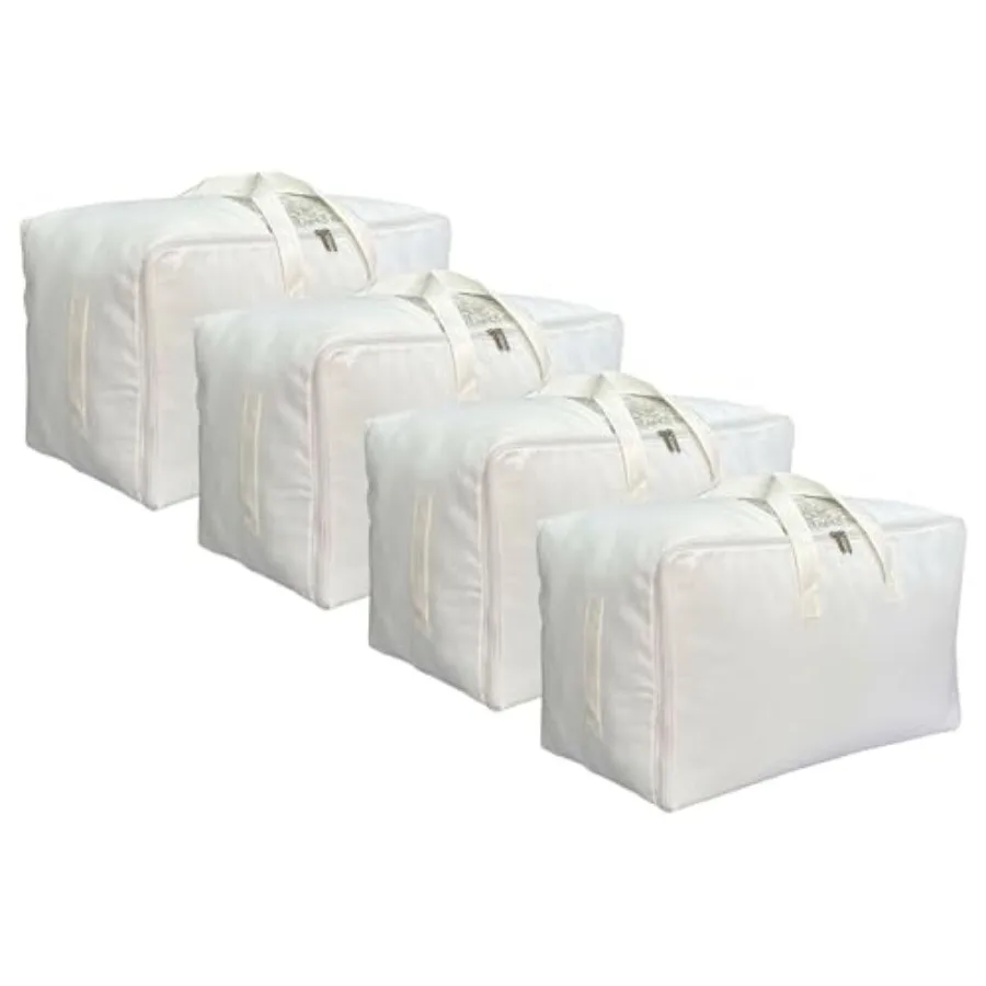 

Мягкие большие холщовые сумки для хранения одеял с четырьмя ручками для переноски и прозрачным окном, органайзер для шкафа для одежды и одеял