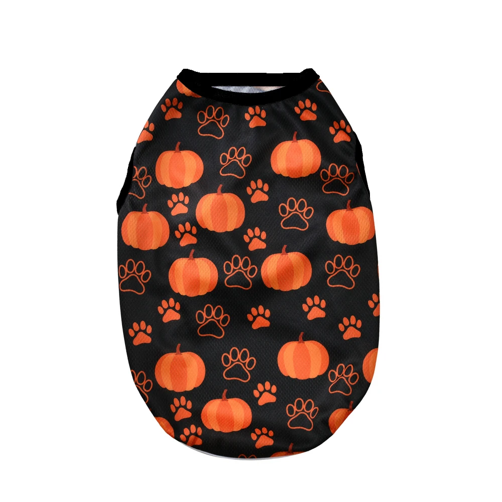 Halloween Kürbis Print Hunde kleidung für kleine mittelgroße Hunde Katzen atmungsaktive Haustier T-Shirt Chihuahua Französisch Bulldogge Welpen Kostüme – Detail 8
