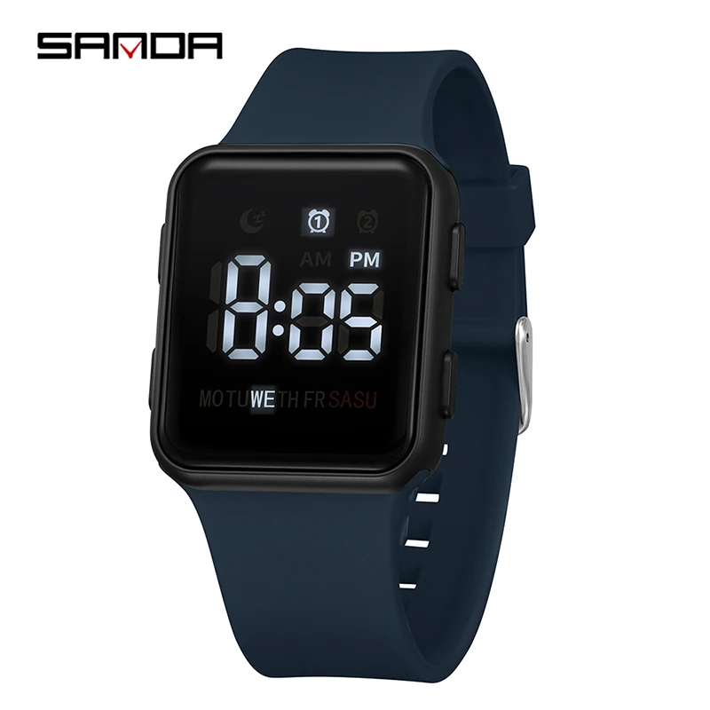 SANDA 9513 Minimalist Mens Electronic Watch Alarm Clock Luminous Calendar 50M Waterproof Sports Fashion Digital Watches for Man
