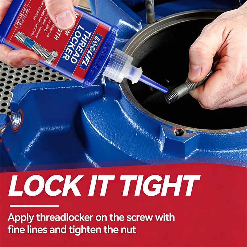 Loolifl Medium-Strength Thread Locker 50ml Blue, Screw Locking Sealant, Anti-Vibration and Anti-Rust Thread Locking Adhesive, Suitable for Metal Bolt and Nut Fastener Repair, Can Be Removed with Manual Tools, High Temp