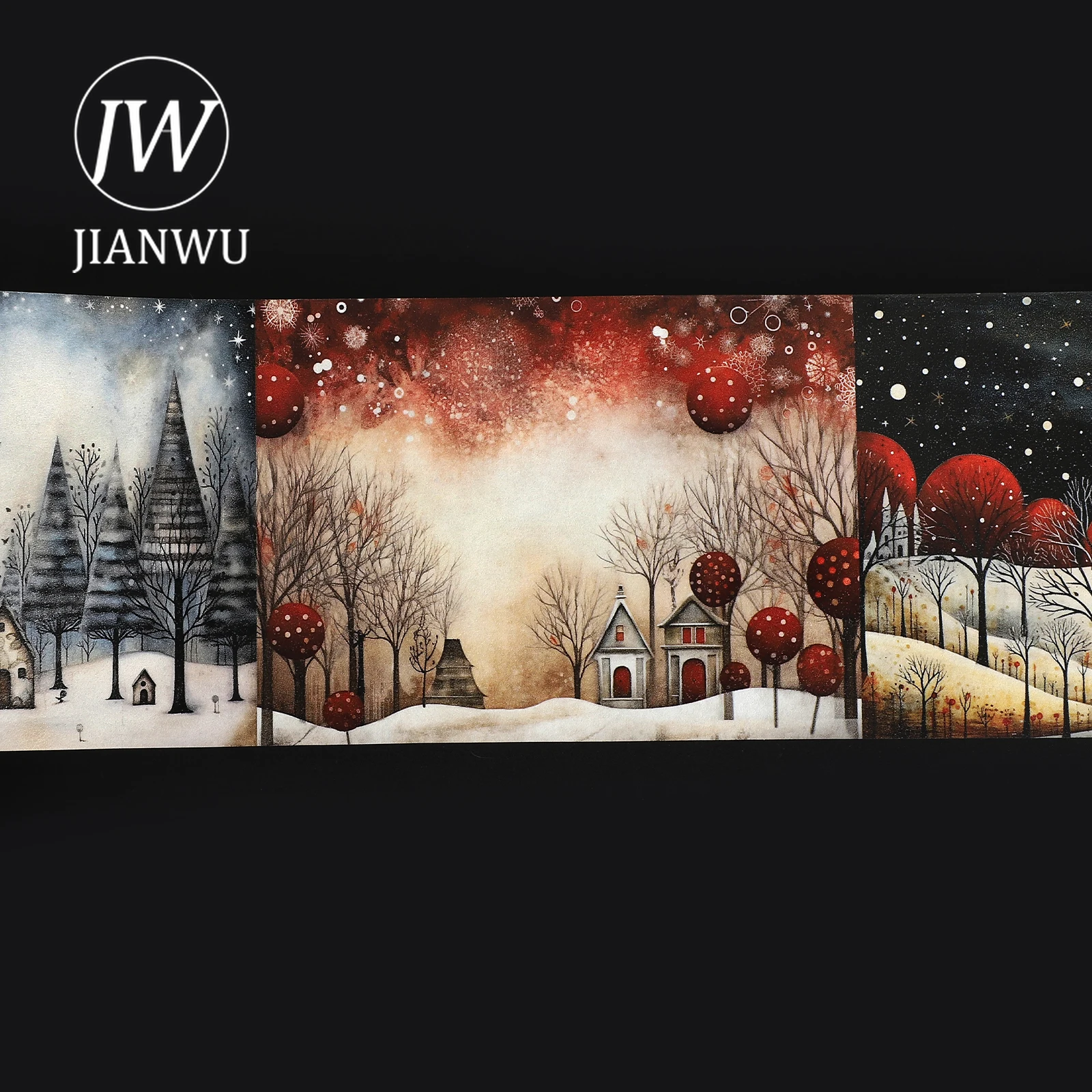 JIANWU 80mm * 204cm Vintage Fantastico Natale Albero di neve Paesaggio Materiale Collage Washi Nastro Creativo FAI DA TE Ufficiale di Cancelleria