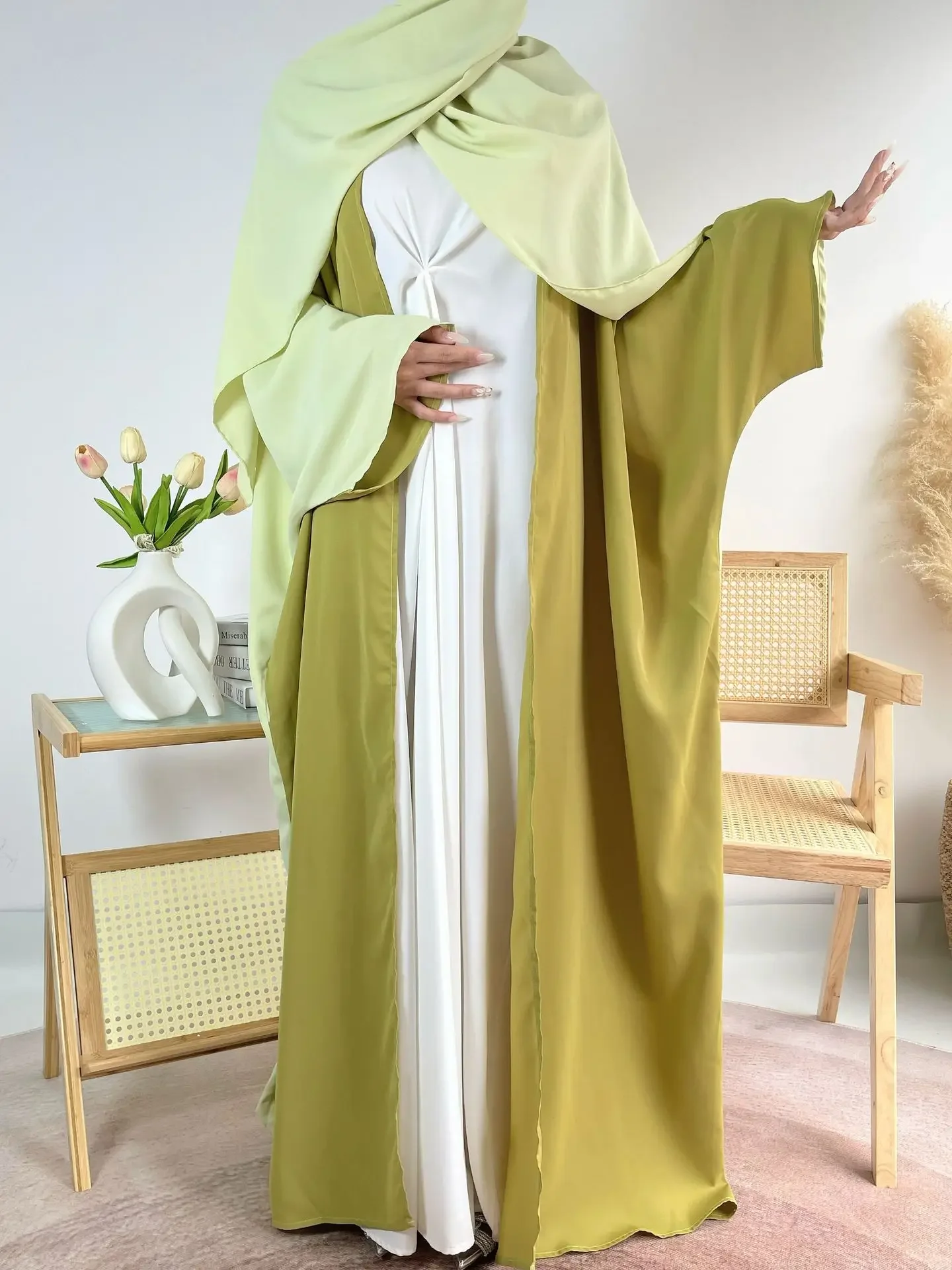 

Eid Dubai Kimono Abaya Kaftan Muslim Arabic Abayas for Women Dresses Robe Femme Musulmane Caftan Islam Clothing Ramadan Jalabiya