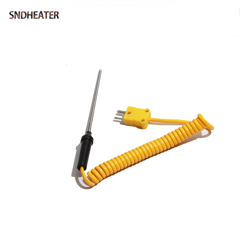 SNDHEATER Type K High Temperature Measuring Thermocouple 100/150/200/300/500MM Stretchable Straight Probe Sensor with Plug 1200C