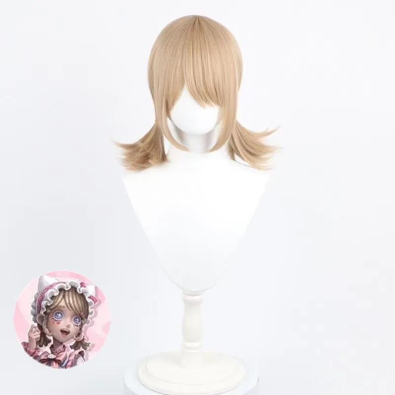 

One piece of beige reverse-curled medium-length wig, Identity V cosplay character Emma Woods
