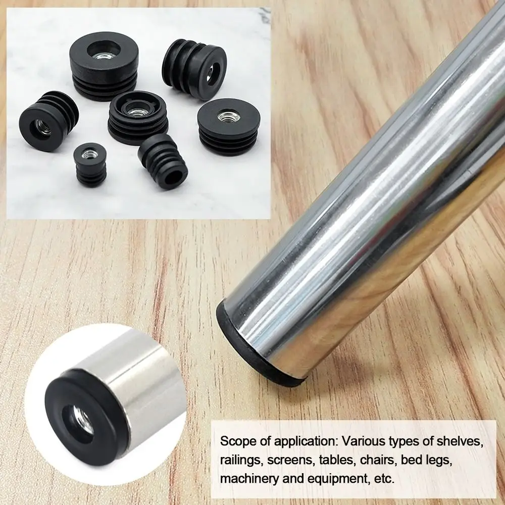 Glide Leveling Foot Pad Black Nut Hole Plug Round Plastic Pipe Inner Plug Furniture Leveling Feet Table Chair