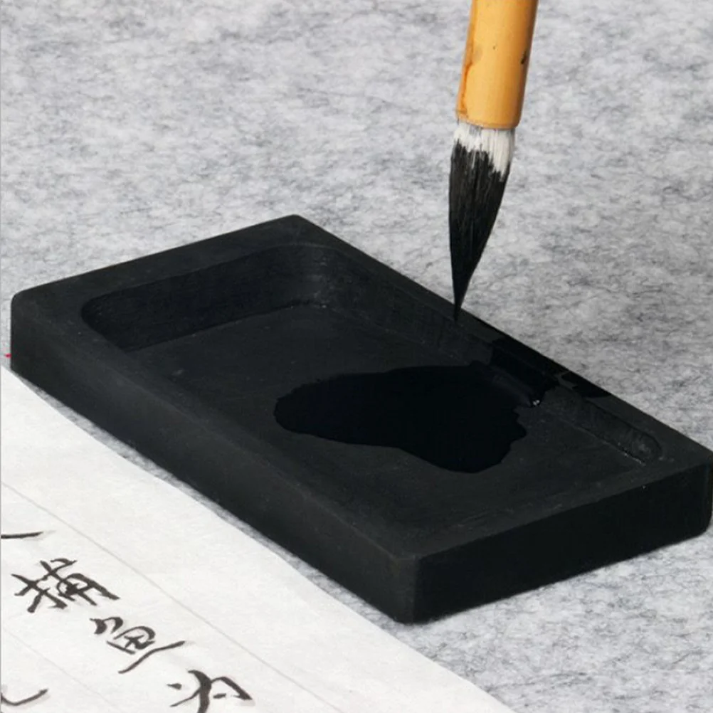 Inkstone Stick Calligraphy Grinding Preserve The Four Treasures of Study Inkslab with for Drawing Chinese Rib Student