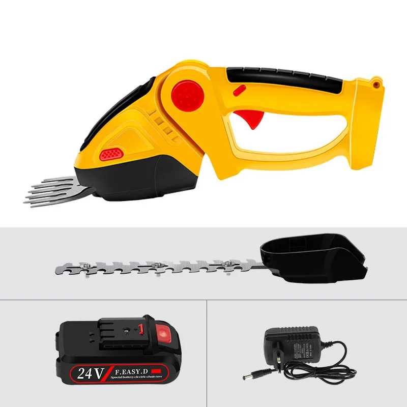 

24V Battery Power Electric Hedge Trimmer 2-Function Cordless Single Handheld Lawn Mower Portable Garden Trimmer