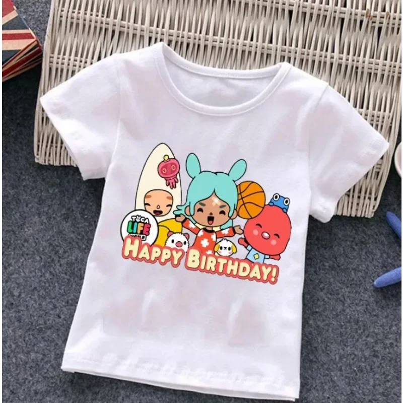 Life World t-shirt gorąca wyprzedaż letnie chłopaki dziewczęce dziecięce z krótkim rękawem Toca Boca animacja kreskówka odzież do gry