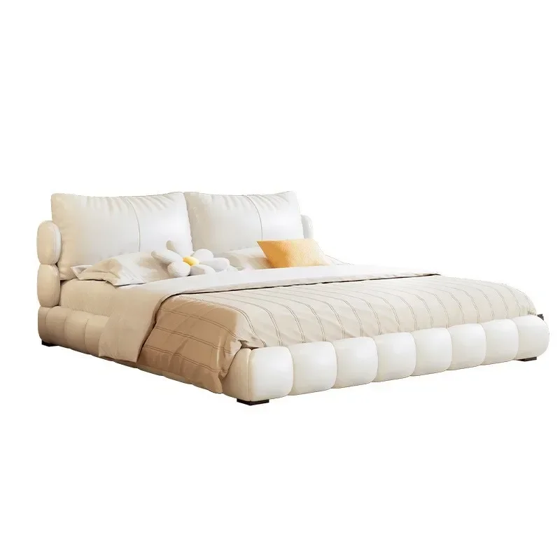 Tongyute 2025 new light luxury modern French cream wind puff wedding bed double master bedroom high-end leather bed